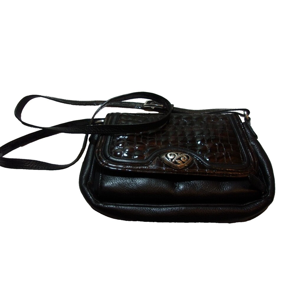 Brighton Eve Delight Organizer Crossbody Handbag Black SmoothnLeather Patent